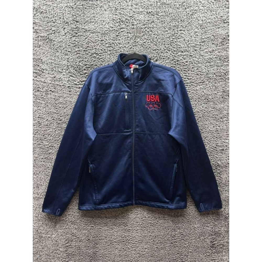 Olympic Committee Team USA Embroidered Full Zip Jacket Navy Blue Mens Size‎ M